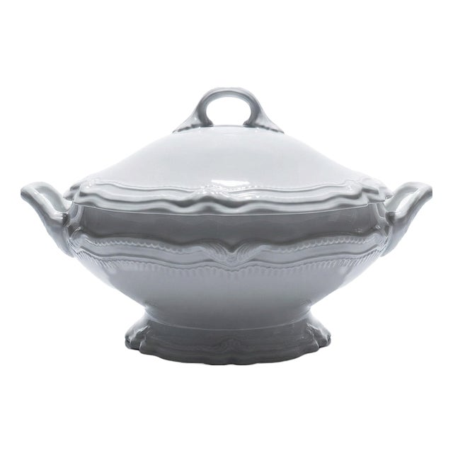 White Porcelain Soup or Vegetable Dish attributed Barnardaud for Limoges, 1950s For Sale