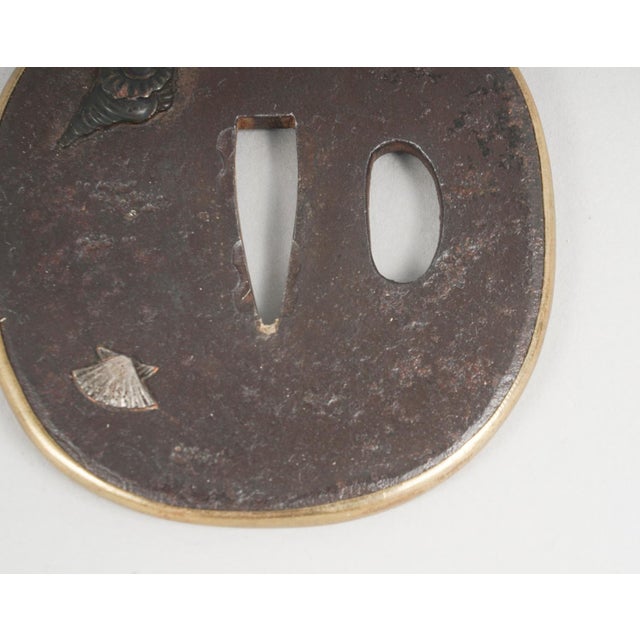 Metal Mid 19th Century Japanese Bronze, Gold, and Silver Tsuba, Edo Period For Sale - Image 7 of 9