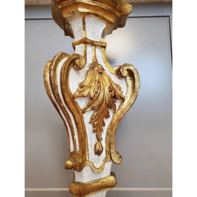 Mid 20th Century Vintage Italian Baroque Carved Giltwood Pedestal For Sale - Image 5 of 11