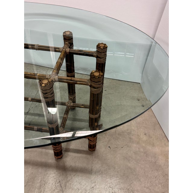 Brown McGuire Furniture Bamboo Rattan + Glass Dining Table, Vintage For Sale - Image 8 of 12
