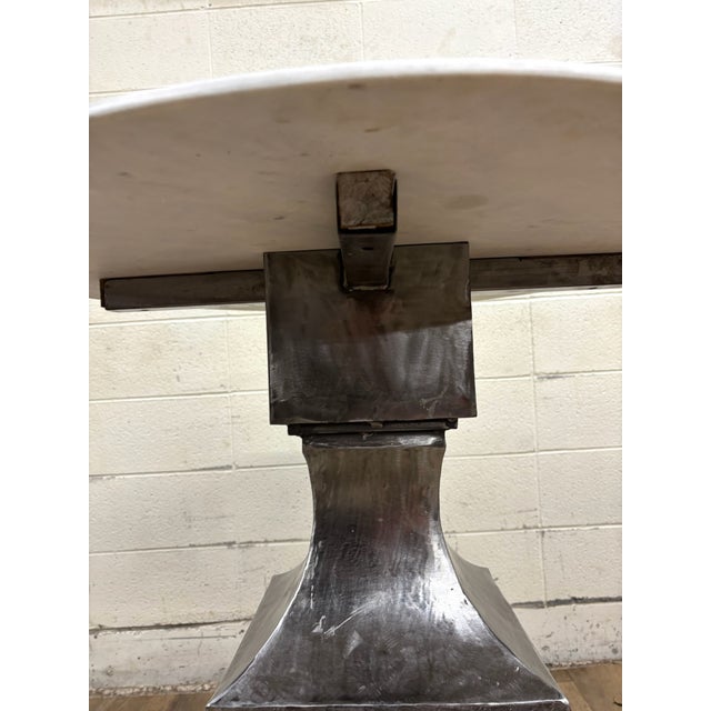 Early 21st Century Metal Base Marble Top Pedestal Table For Sale - Image 5 of 12