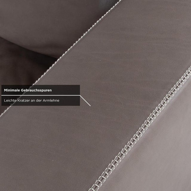 Four-Seater Leather Sofa in Grey Couch by Machalke Valentino For Sale - Image 5 of 11
