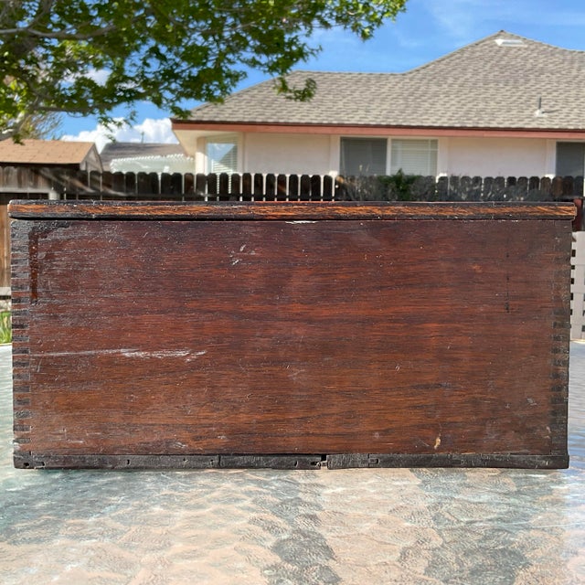 Late 19th Century Late 19th Century Wooden Box With Striped Lid With Dovetails For Sale - Image 5 of 8