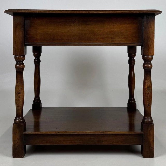 Antique Early 20th Century English Oak Side Table with Lower Shelf For Sale - Image 4 of 13