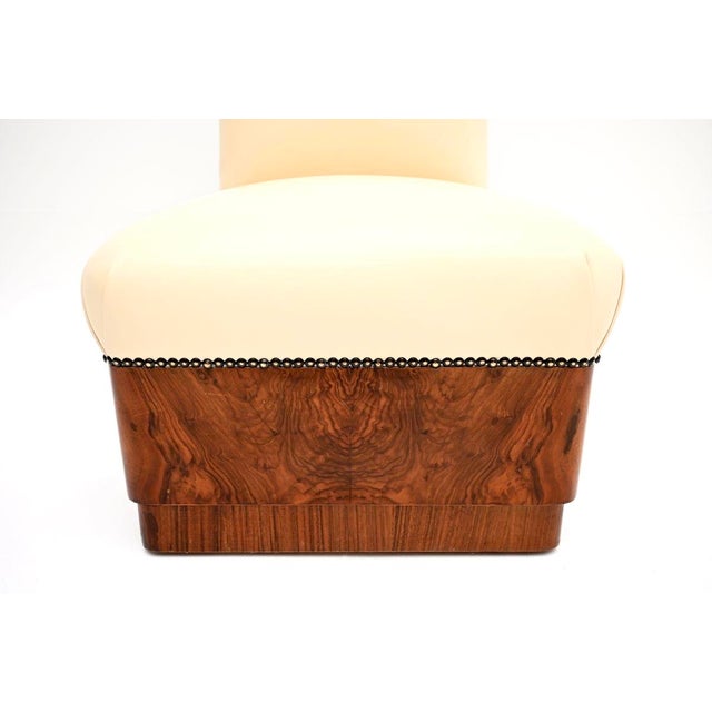 Art Deco Walnut and Leather Side Chair, 1930 For Sale - Image 10 of 11