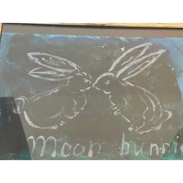 2000 - 2009 Moon Bunnies Abstract Sketch on Canvas by Elia Framed For Sale - Image 5 of 5