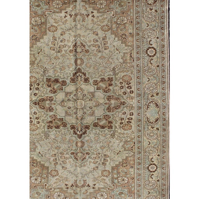 Fine medallion antique Tabriz rug in blue, brown, cream tones, Keivan Woven Arts/ rug en-140592, country of origin / type:...