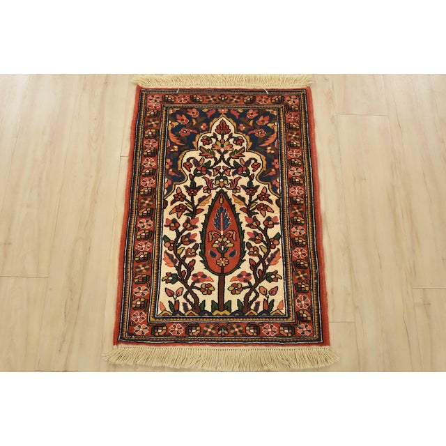Farmhouse Ghoochan Rug 2′ X 2’11” Ivory Wool Vintage Traditional Hand-Knotted Carpet For Sale - Image 3 of 7
