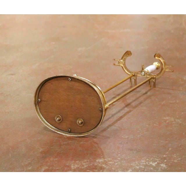 Mid-Century French Brass and Marble Five-Piece Fireplace Tool Set With Stand For Sale - Image 10 of 10