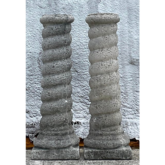 Vintage Regency Cast Concrete Spiral Columns - a Pair For Sale - Image 12 of 17