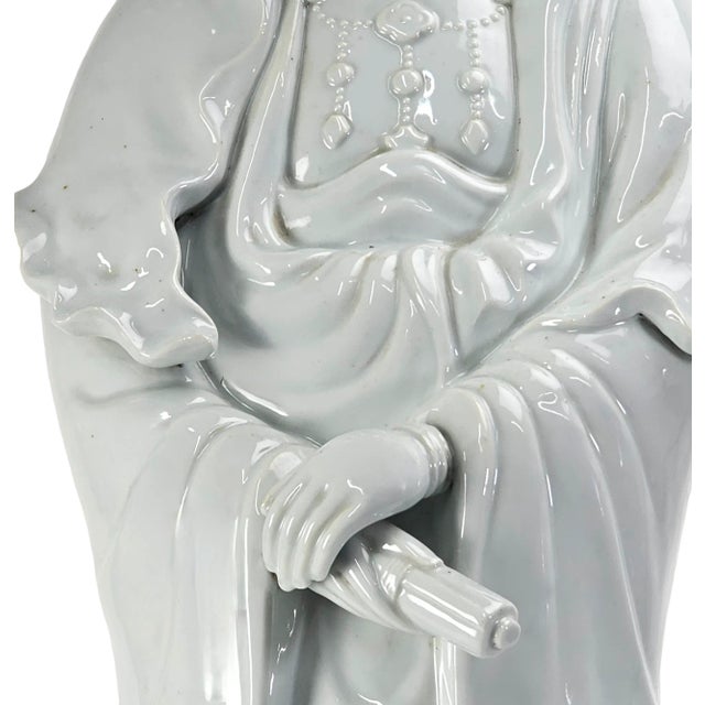 Large Japanese Porcelain Kannon (Guanyin) – 30" Mid-Century Export Goddess of Mercy Figure, Marked Japan For Sale In San Francisco - Image 6 of 12