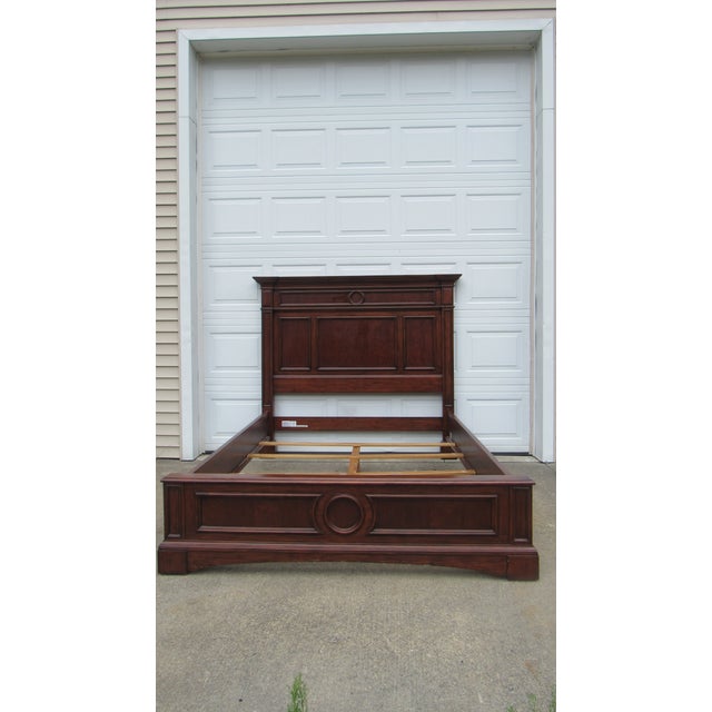Wood Vintage Ethan Allen Cherry Queen Townhouse Designer Bed Beautiful Warwick For Sale - Image 7 of 9