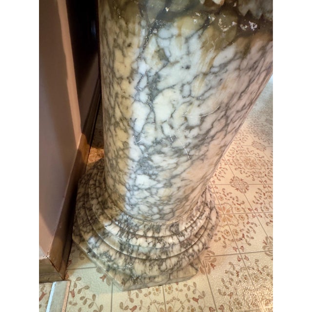 Neoclassical 19th C Italian Neo-Classical Carrera Marble Column Grape Motif For Sale - Image 3 of 7