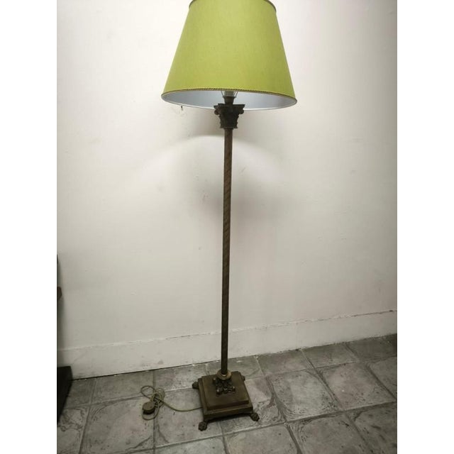 Floor Lamp with Brass Capitals and Fabric Lampshade, 1980s For Sale - Image 18 of 18