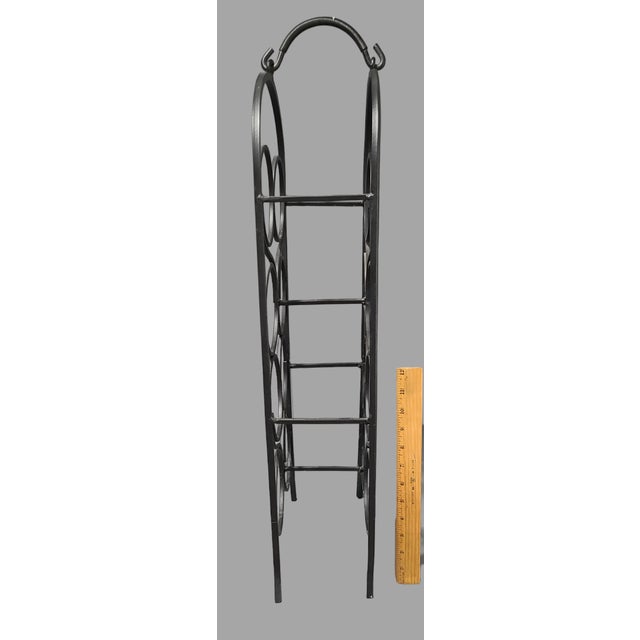 Vintage Wrought Iron Freestanding Countertop Eight Bottle Wine Rack For Sale - Image 6 of 8