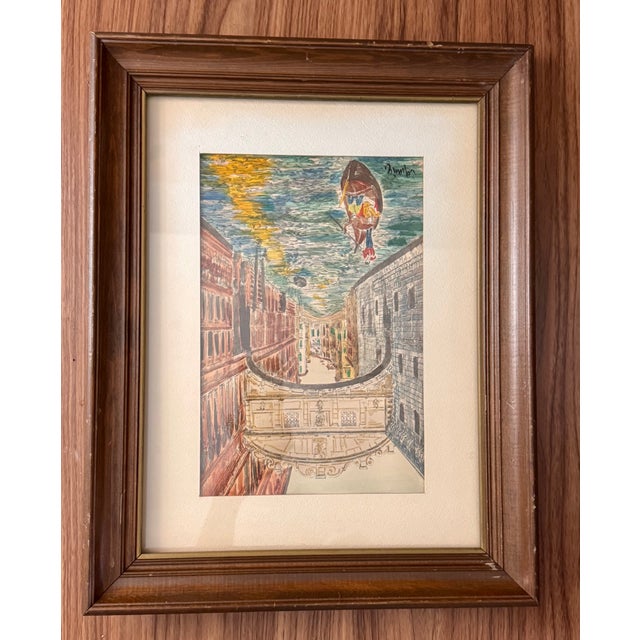 Vintage Carti Grazia Original Watercolor – The Bridge of Sighs, Venice – Signed For Sale In Miami - Image 6 of 8