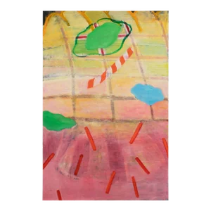 Large Colorful Vintage Abstract Mixed Media Painting 4' X 6'