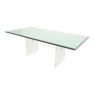 Mid Century Modern Charles Hollis Jones Lucite Tempered Glass Dining Table 1970