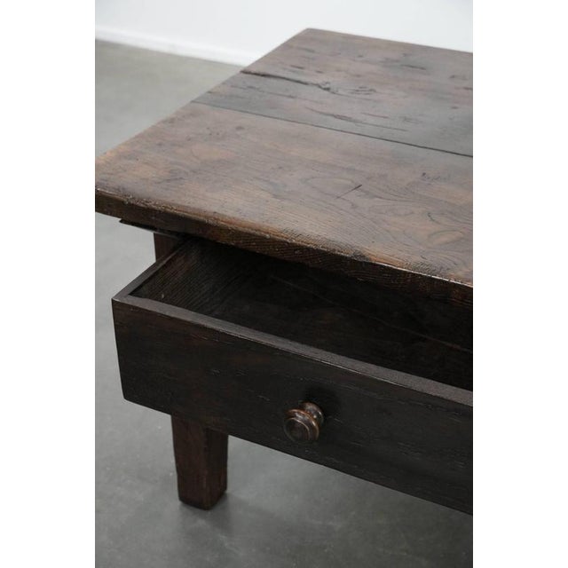Antique 18th Century Southern European Coffee Table Made of Chestnut Wood with Two Drawers and a Patina For Sale - Image 9 of 17