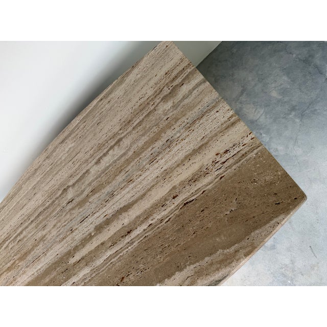 1980’s Vintage Italian Postmodern Travertine Dining Table With Sculptural Base For Sale - Image 15 of 18