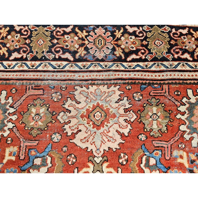 Antique Persian Mahal Sultanabad Rug, Hand-Knotted Wool, Geometric Pattern, 9x12, Red & Navy For Sale - Image 16 of 18