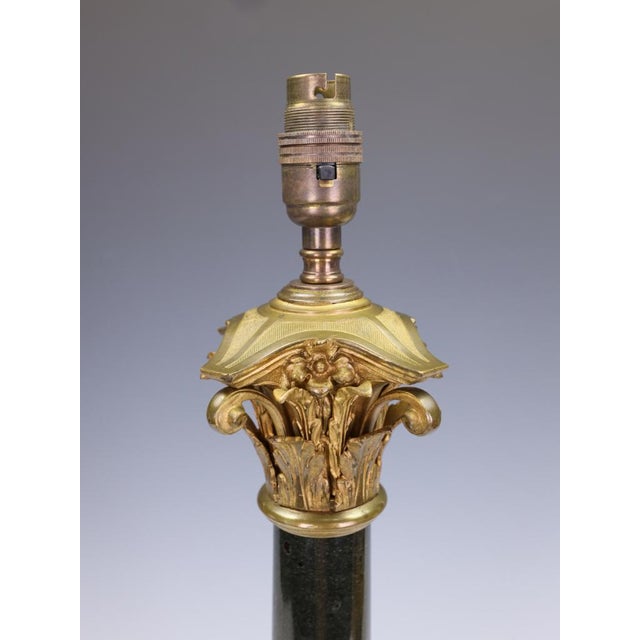 Black Antique 19th Century French Black Marble Column Table Lamp with Gilt Rococo, 1890 For Sale - Image 8 of 17