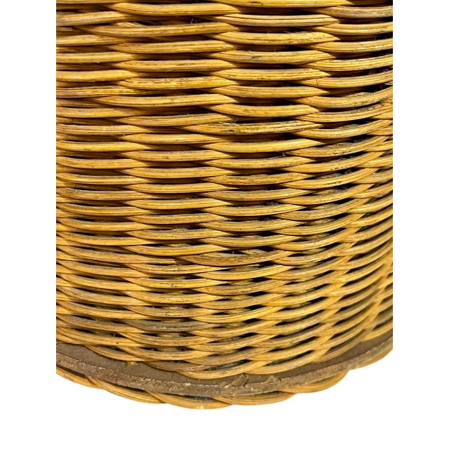 Wood Antique French Provincial Fluted Handmade Wicker Basket For Sale - Image 7 of 12