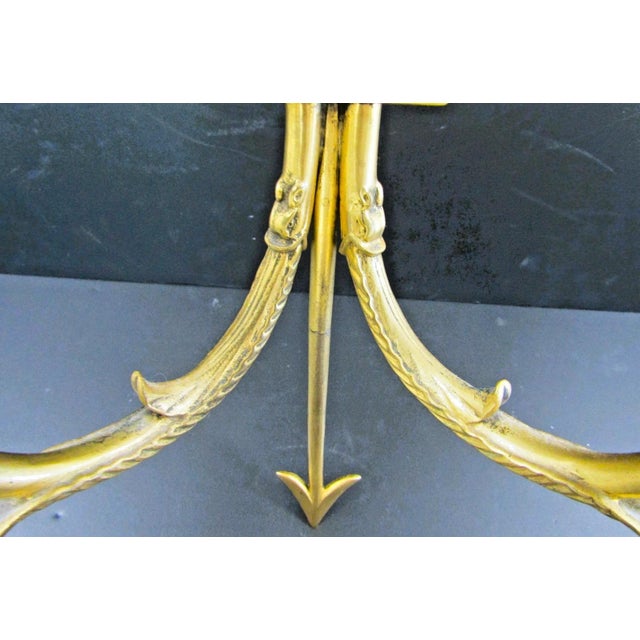 Metal Pair French Empire Wall Sconces Bronze Arrow Medusa and Shades Late 19th Century For Sale - Image 7 of 18