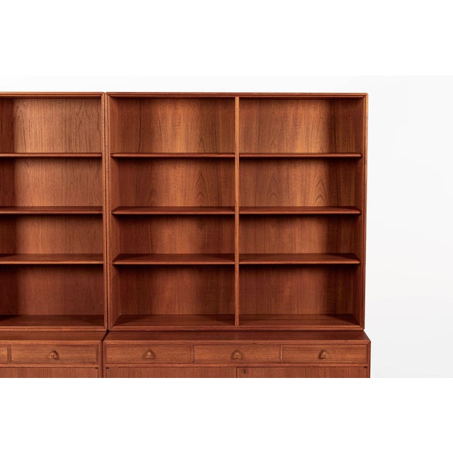 Large Mid Century Swedish Teak Wood Bookshelf Wall Unit by Bodafors For Sale - Image 4 of 17