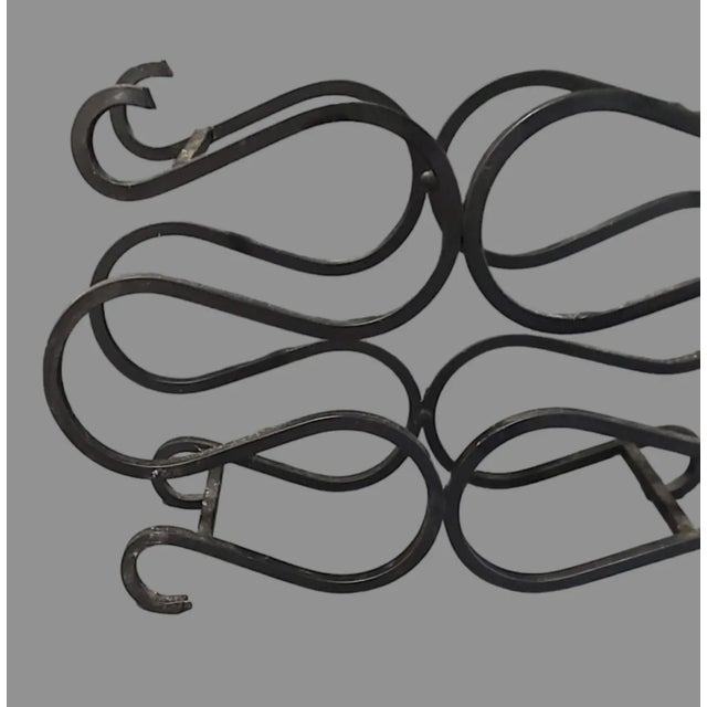 Mid-Century Modern Late 20th Century Vintage Mid-Century Modern Black Wrought Iron 6-Bottle Wine Holder Rack For Sale - Image 3 of 6