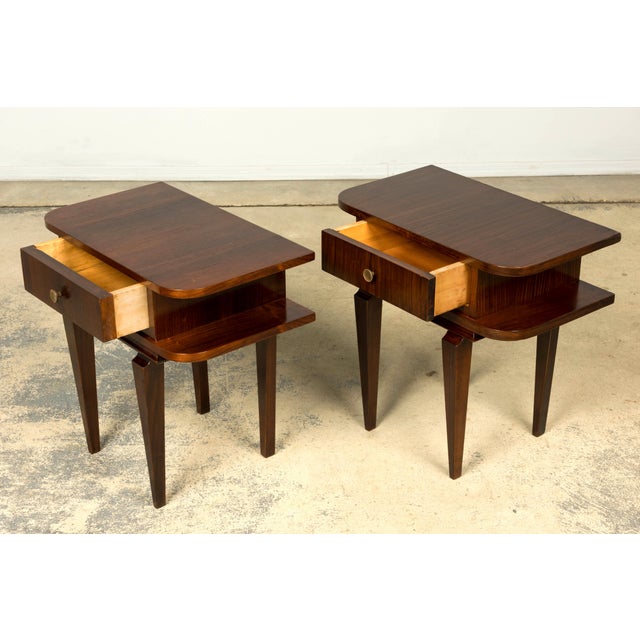 1930s Pair of French Art Deco Rosewood Nightstands, 1930s For Sale - Image 5 of 15