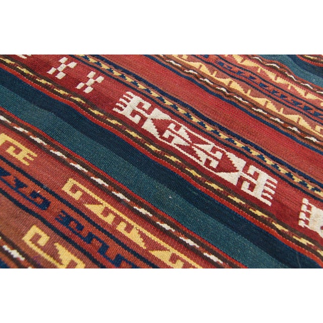 Red 1920s Antique Hand-Knotted Kilim - 5'1" X 10'11" For Sale - Image 8 of 11