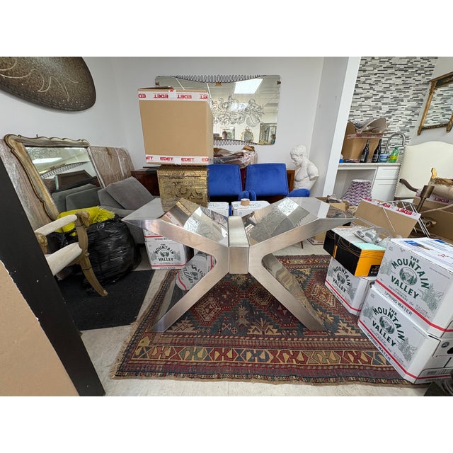 1970s Post Modern Chrome and Stainless Steel Table Base For Sale - Image 11 of 12