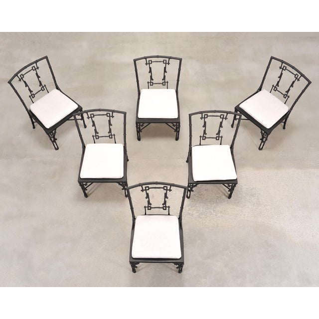 Contemporary Set of Six Michael Taylor Bronzed Bamboo Garden Dining Chairs For Sale - Image 3 of 18