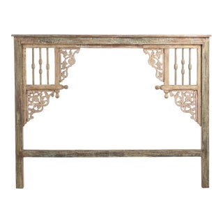 Indian King Size Headboard Constructed From Antique Indian Architectural Components For Sale