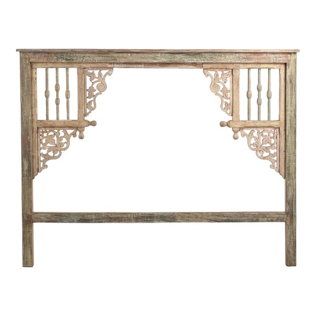 Indian King Size Headboard Constructed From Antique Indian Architectural Components For Sale
