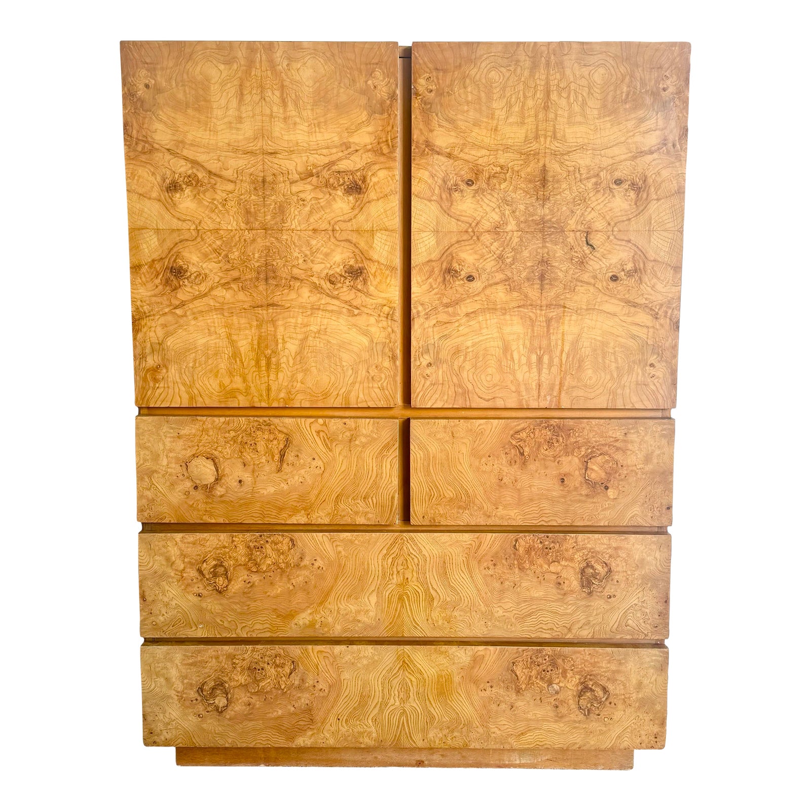 Mid Century Modern Burl Wood Armoire by Lane Furniture | Chairish