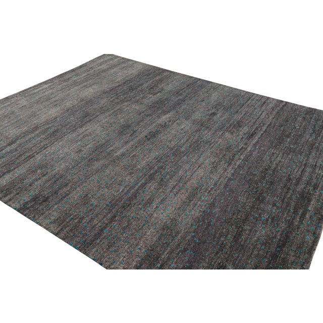 Rug & Kilim Rug & Kilim’s Moroccan Style Rug in Gray With Blue All-Over Patterns For Sale - Image 4 of 7