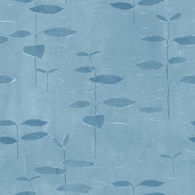 Lilies Wallpaper by Paule Marrot in Blue For Sale
