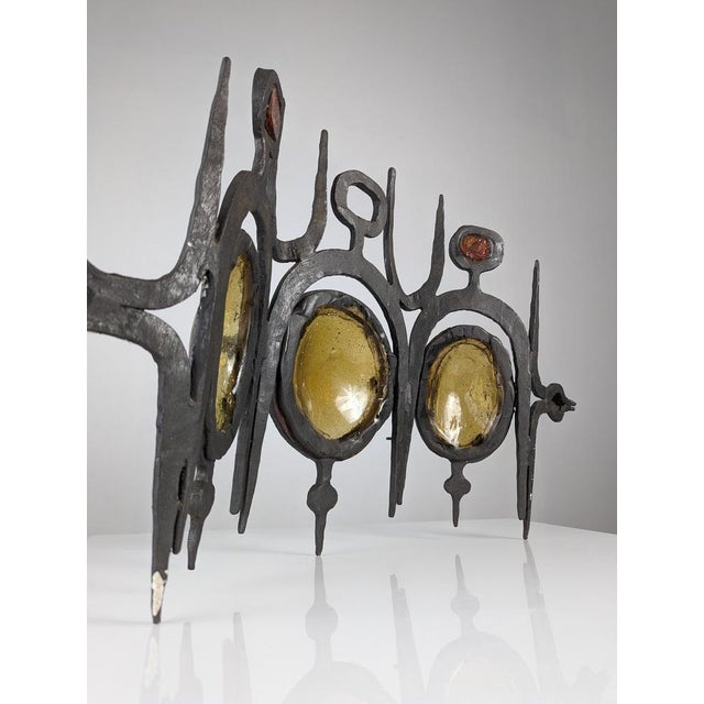 Wrought Iron & Blown Glass Wall Lights, Set of 3 For Sale - Image 15 of 18