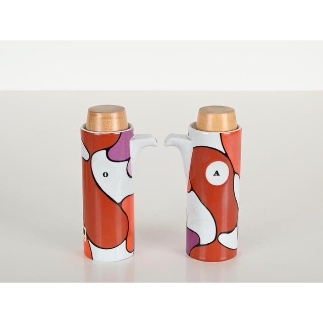 Mid-Century Italian Ceramic Oil and Vinegar Cruet Set from Franco Pozzi, 1970s, Set of 4 For Sale - Image 14 of 18