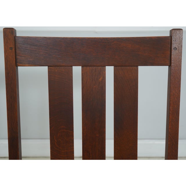 1900 - 1909 Stickley Antique Mission Style Oak Leather Seat Rocking Chair For Sale - Image 5 of 18