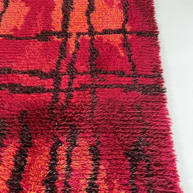 Textile Abstract Scandinavian High Pile Örgryte Rya Rug Carpet, Sweden, 1960s For Sale - Image 7 of 18