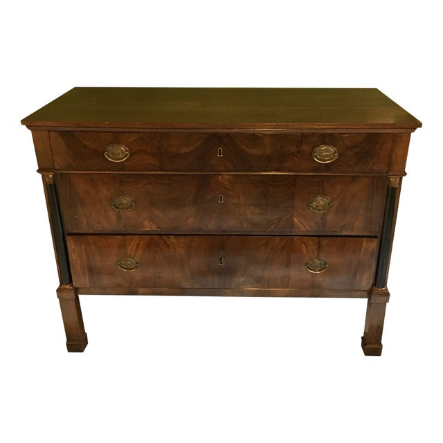 Empire Chest of Drawers in Walnut with Bronze Details, 18th Century For Sale