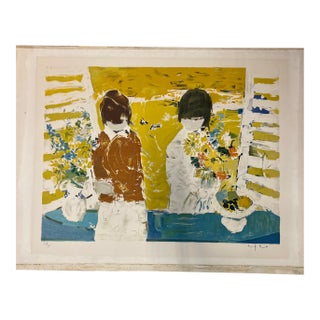 Vintage Signed and Numbered Limited Edition “Children With Flowers” Willering Epko Lithograph For Sale