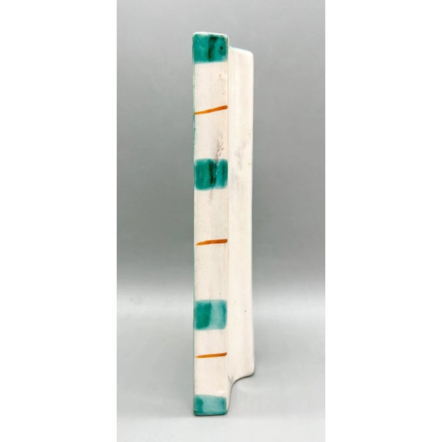 Vintage Italian Turquoise Sicilian Folk Art Ceramic Wall Pocket For Sale - Image 4 of 13