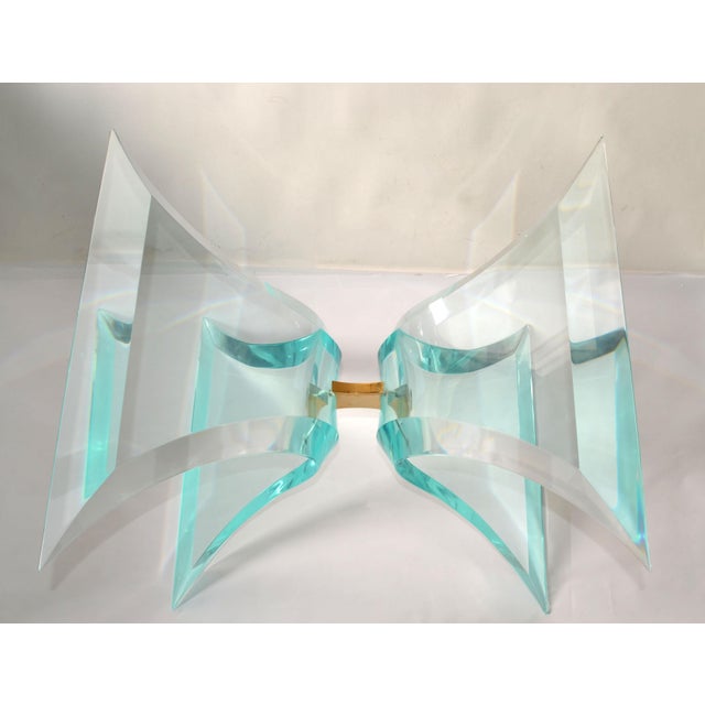 Lion in Frost Signed Vintage Sculptural Lucite Brass Table Base Mid-Century Modern For Sale - Image 9 of 12