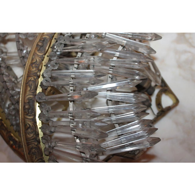 1890 Antique French Rococo Louis XV Style Bronze Dore W/ Crystal Corner Sconces - a Pair For Sale - Image 11 of 12