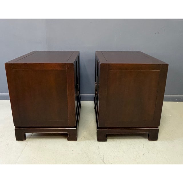 Pair of Tai Ming Burl Wood Nightstands by Drexel, Asian Modern Style, 1970s For Sale - Image 9 of 13