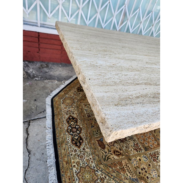 Cream 1970s Italian Travertine Dining Table For Sale - Image 8 of 11